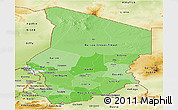 Political Shades Panoramic Map of Chad, physical outside