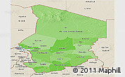 Political Shades Panoramic Map of Chad, shaded relief outside