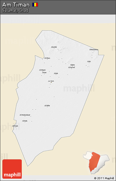 Classic Style 3D Map of Am Timan, single color outside