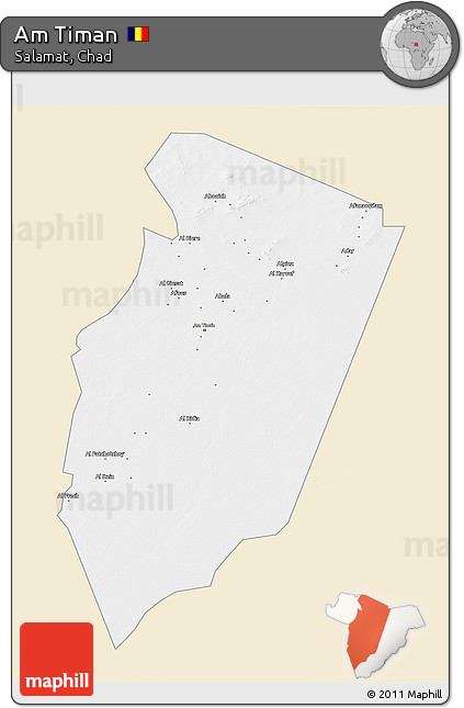 Classic Style 3D Map of Am Timan, single color outside