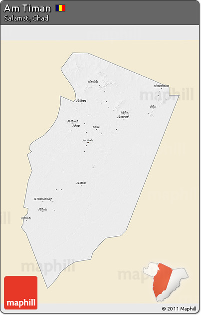 Classic Style 3D Map of Am Timan, single color outside