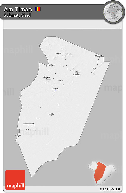 Gray 3D Map of Am Timan, single color outside