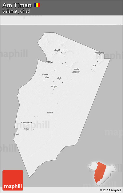 Gray 3D Map of Am Timan, single color outside
