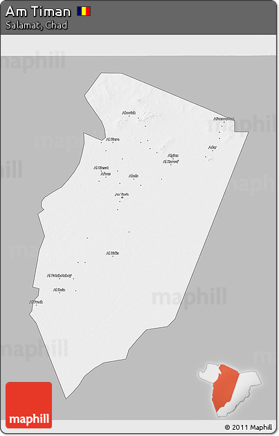 Gray 3D Map of Am Timan, single color outside