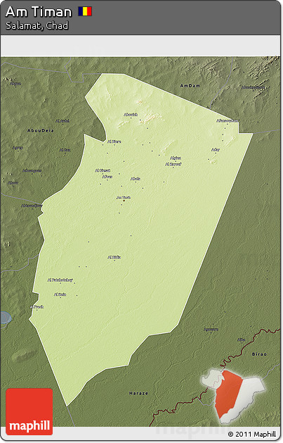 Physical 3D Map of Am Timan, darken