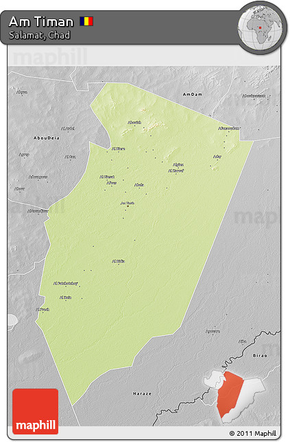Physical 3D Map of Am Timan, desaturated