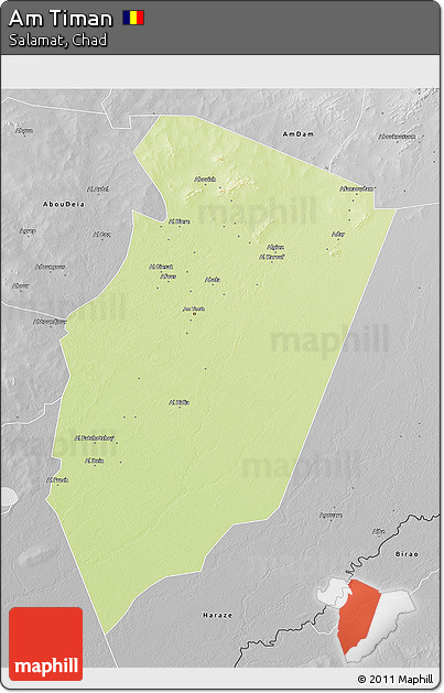 Physical 3D Map of Am Timan, desaturated