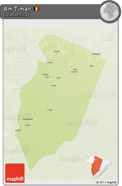 Physical 3D Map of Am Timan, lighten