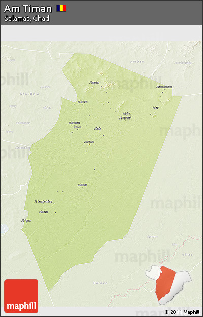 Physical 3D Map of Am Timan, lighten