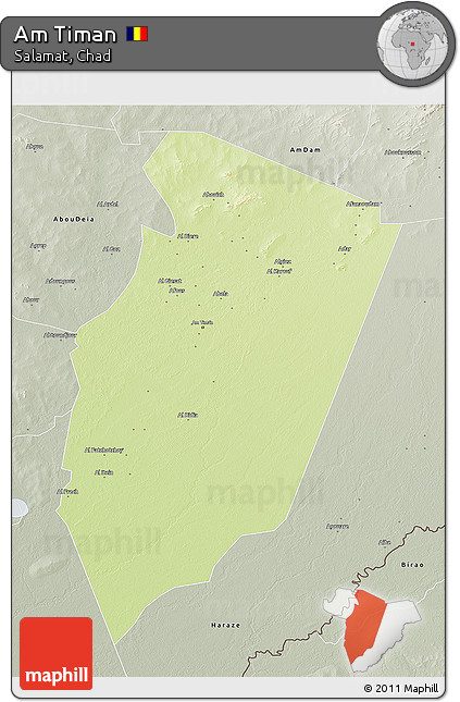 Physical 3D Map of Am Timan, semi-desaturated