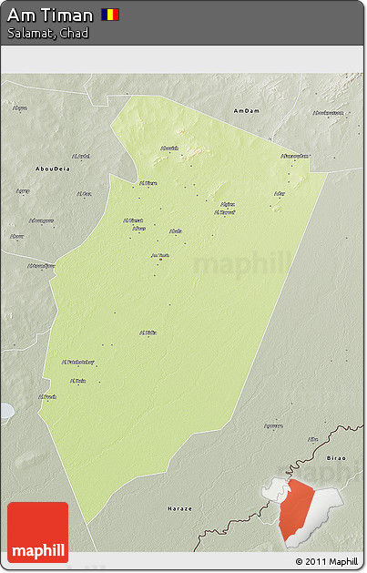 Physical 3D Map of Am Timan, semi-desaturated