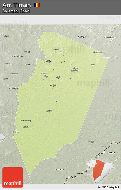 Physical 3D Map of Am Timan, semi-desaturated