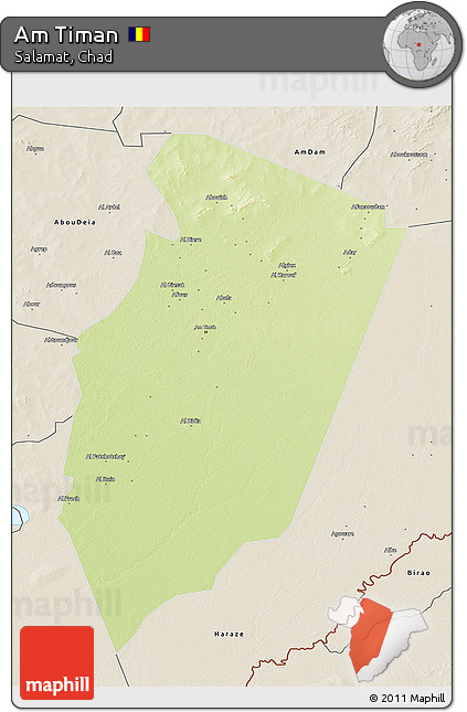 Physical 3D Map of Am Timan, shaded relief outside