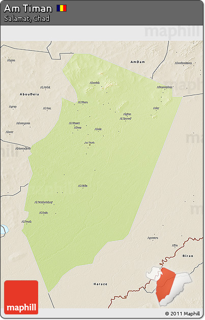 Physical 3D Map of Am Timan, shaded relief outside