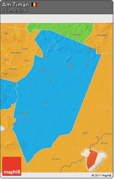 Political 3D Map of Am Timan