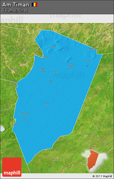 Political 3D Map of Am Timan, satellite outside