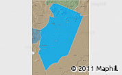 Political 3D Map of Am Timan, semi-desaturated