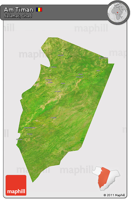 Satellite 3D Map of Am Timan, cropped outside