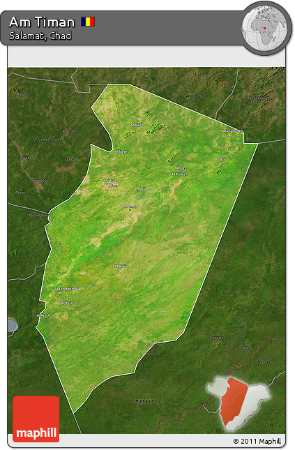 Satellite 3D Map of Am Timan, darken