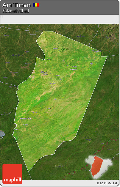 Satellite 3D Map of Am Timan, darken