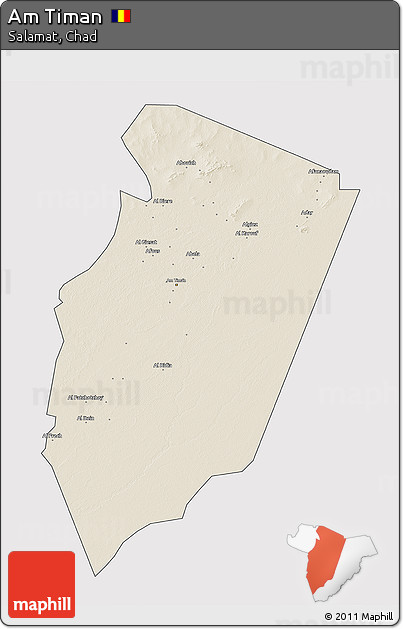 Shaded Relief 3D Map of Am Timan, cropped outside