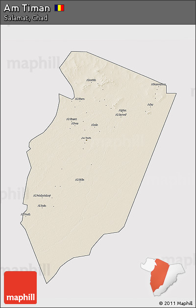 Shaded Relief 3D Map of Am Timan, cropped outside