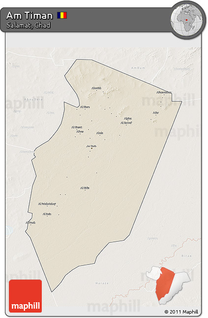 Shaded Relief 3D Map of Am Timan, lighten