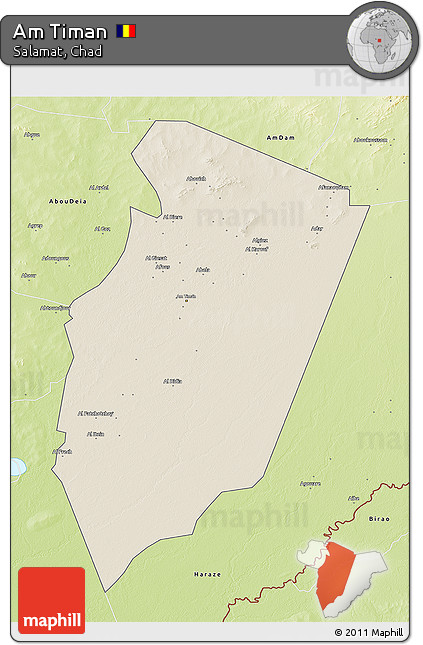 Shaded Relief 3D Map of Am Timan, physical outside