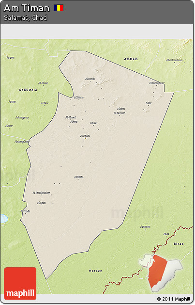Shaded Relief 3D Map of Am Timan, physical outside