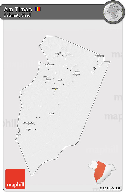 Silver Style 3D Map of Am Timan, single color outside