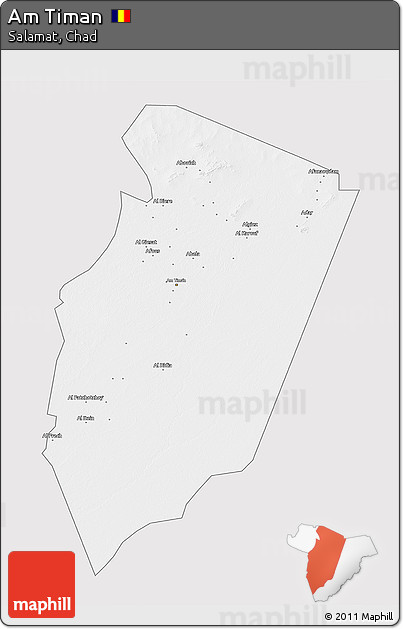 Silver Style 3D Map of Am Timan, single color outside