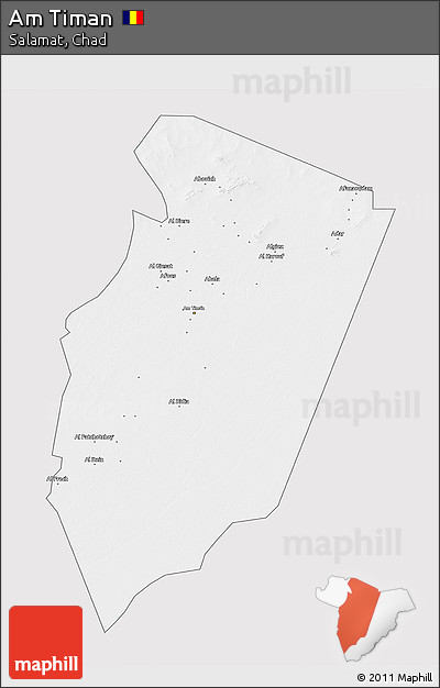 Silver Style 3D Map of Am Timan, single color outside
