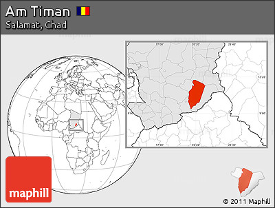 Blank Location Map of Am Timan, highlighted country