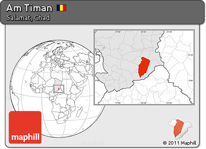 Blank Location Map of Am Timan, highlighted country
