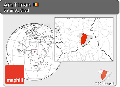Blank Location Map of Am Timan, highlighted parent region