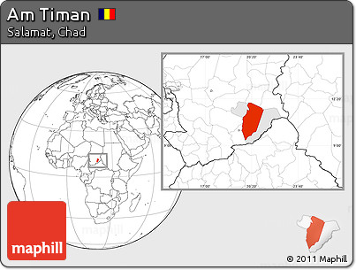 Blank Location Map of Am Timan, highlighted parent region