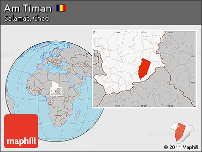 Gray Location Map of Am Timan, highlighted country