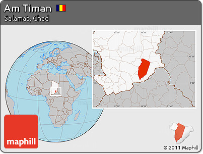 Gray Location Map of Am Timan, highlighted country