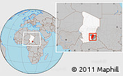 Gray Location Map of Am Timan, highlighted country, highlighted parent region, within the entire country