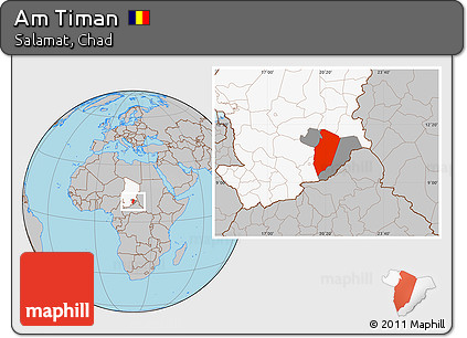 Gray Location Map of Am Timan, highlighted country, highlighted parent region