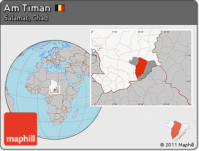 Gray Location Map of Am Timan, highlighted country, highlighted parent region