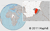 Gray Location Map of Am Timan, highlighted country, highlighted parent region, hill shading