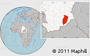 Gray Location Map of Am Timan, highlighted country, hill shading