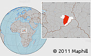 Gray Location Map of Am Timan, highlighted parent region, hill shading