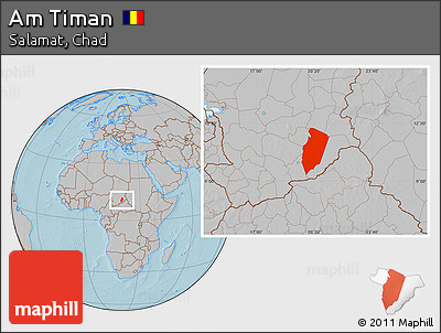Gray Location Map of Am Timan, hill shading