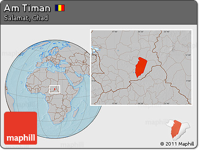 Gray Location Map of Am Timan, hill shading