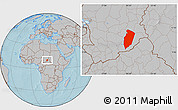 Gray Location Map of Am Timan, hill shading