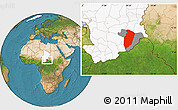 Satellite Location Map of Am Timan, highlighted country, highlighted parent region