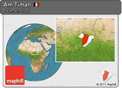 Satellite Location Map of Am Timan, highlighted parent region