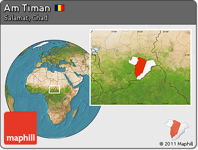 Satellite Location Map of Am Timan, highlighted parent region